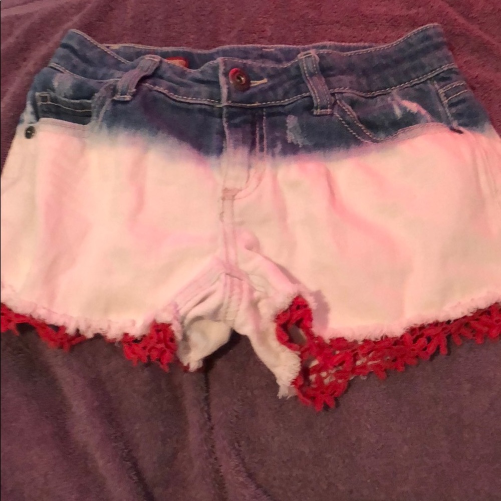 Red white and blue jean shorts